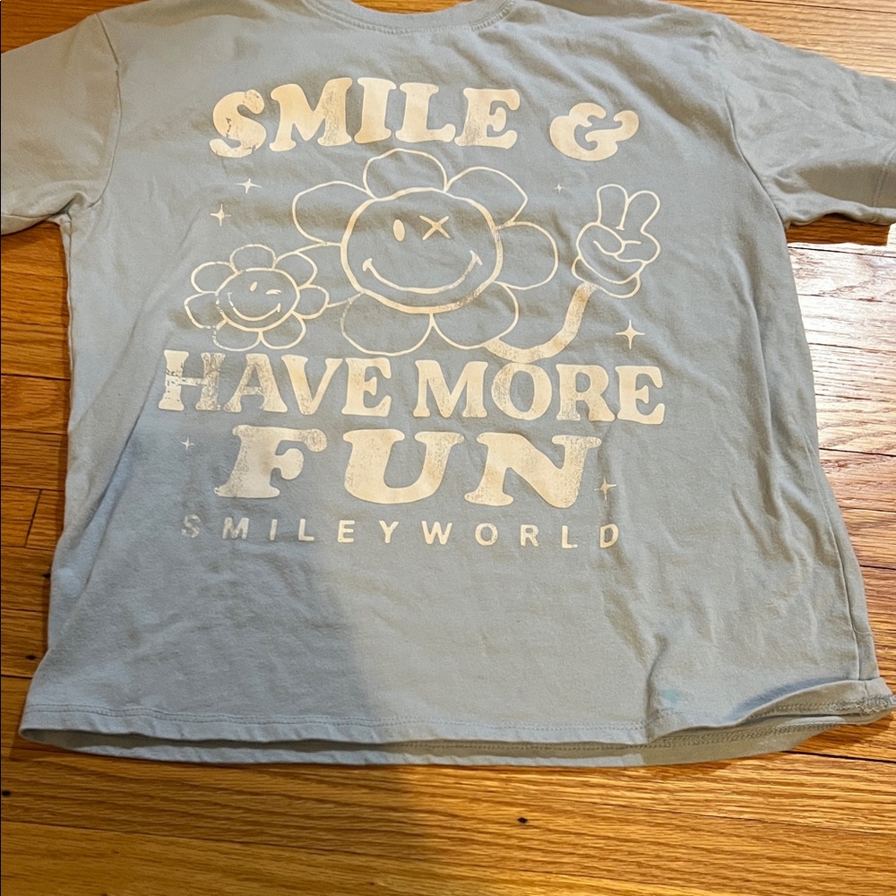 Zara Kids Light Blue Smiley Graphic Tee